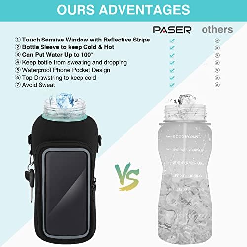 Garrafa de água motivacional de Paser 64 oz com marcador de tempo e palha - garrafas de água esportivas à prova de vazamentos