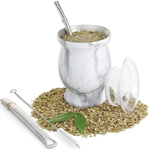 8 oz yerba mate xícara, xícara de chá conjunto inclui xícara de companheiro moderno de aço inoxidável, 2 canudos de companheiro