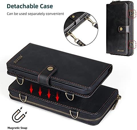 LNOBERN Design Compatível para iPhone 13 Pro Case de carteira Pro Crossbody Caso de cordão destacável Case Kickstand Magnetic Bag Purse