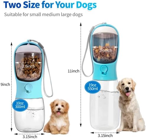 Garrafa de água de cachorro garrafa de água portátil de estimação com recipiente de alimentos, dispensador de água