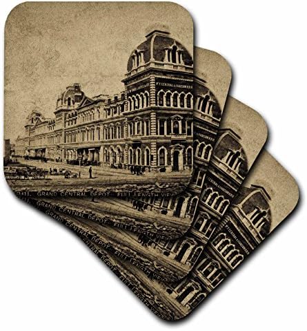 3drose cst_16129_4 Grand Central Railroad Depot Vintage 1890 montanhas-russas de 3 cerâmicas, conjunto de 8