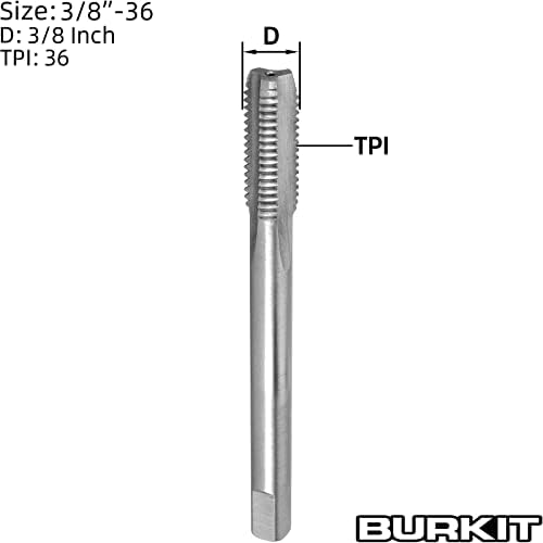 Burkit 3/8 -36 UNS Thread Tap Tap Mão direita, HSS 3/8 x 36 UNS MACHINE ATRAFIE