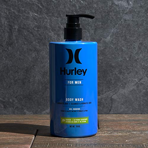 Lavagem corporal dos homens Hurley - Sabão de limpeza e chuveiro hidratante, tamanho de 16 onças, cedro e citron