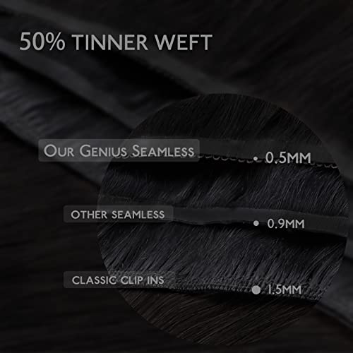 Wennalife Genius Clipe sem costura em Extensões de cabelo Cabelo Humano 150g 7pcs 20 polegadas Ultra invisível 50% mais