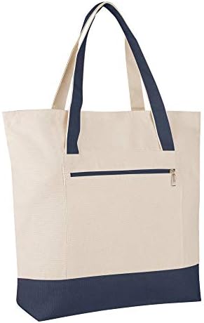 Bolsas com zíper de lona resistente a granel - 4 pacote - sacos de lona simples para praia, trabalho, viagens, compras e muito