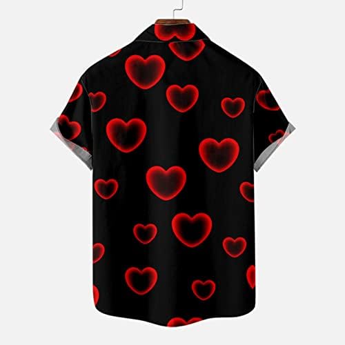 Camisas de amor para homens casuais botão completo de manga curta Camiseta masculina camisa gráfica do dia dos namorados presentes para ele