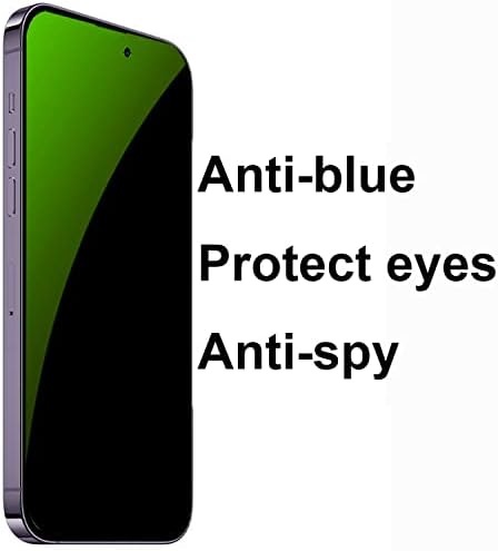 BWEDXEZ 3 Pacote Anti-azul de privacidade de vidro temperado de vidro para iPhone 14 Pro Max Anti-Spy Protector Anti-Peeping Film 9H Dinuidade Anti-arranhão 6,7 polegadas