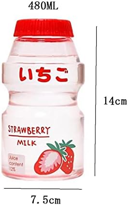 Froiny 480ml Strawberry Water Bottle Kawaii Provo de vazamento portátil Botthe de bebida transparente para menina aleatoriamente