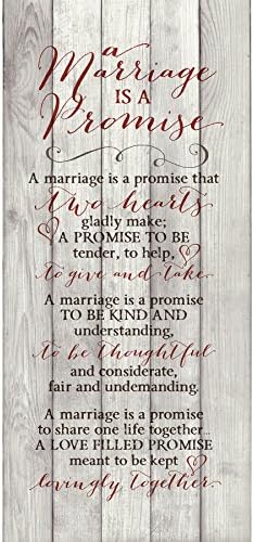 Dexsa Promessa de casamento Placa de madeira de oração - Feito nos EUA - 11,75 x15 - Decoração de parede vertical de estrutura
