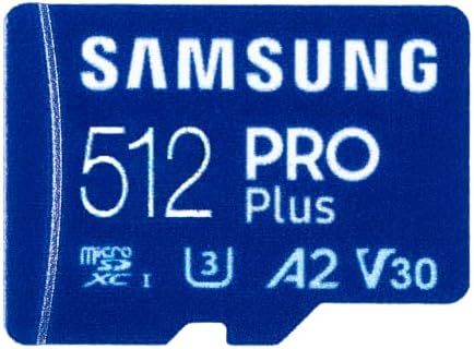 Card de memória Samsung Pro Plus 2 512 GB MicroSD para telefone, drone, ação CAM 160MB/S UHS-I, U3, A2, V30 Full HD &
