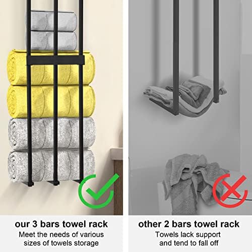 Xiapia toalhas de toalhas para banheiro, suporte de toalha de aço para parede do banheiro, toalha de parede para toalhas laminadas armazenamento para banheiro pequeno, prateleiras de toalhas montadas na parede para organizador de banheiro, 29.5x7.5x5.9 em