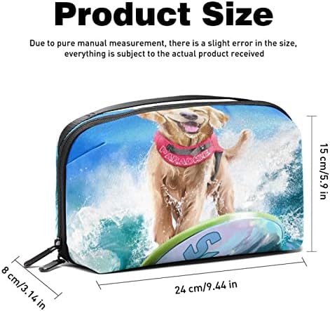 Organizador de eletrônicos, bolsa de cosméticos, organizador de viagens eletrônicas, bolsa de tecnologia, padrão de surf de animais de cão de verão
