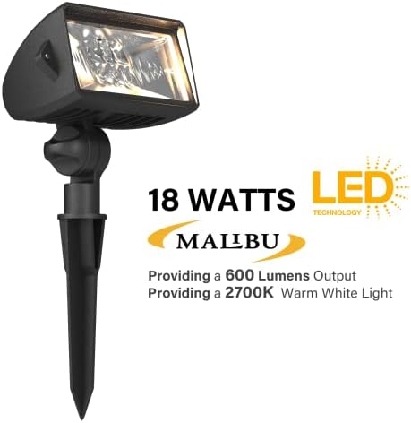 Malibu 18 watts liderou o holofote de baixa tensão com alcance ideal destaque da parede luz à prova d'água Luz ajustável