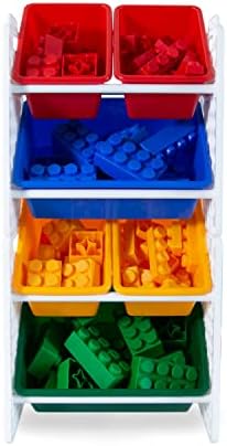 Organizador de brinquedos uniplay com 6 caixas de armazenamento removíveis, organizador multi-bin para livros, blocos de