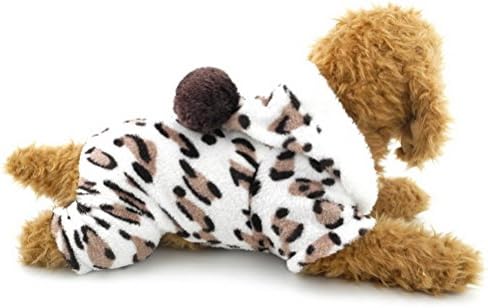 Zunea Leopard Velvet Soft Small Dog Cat Pijama macacão de macacão com capuz de inverno