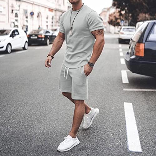 Ruiruilico verão casual shorts masculino conjunto de 2 peças de manga curta Roupa esportes de roupas de camisa Sorto com bolsos com