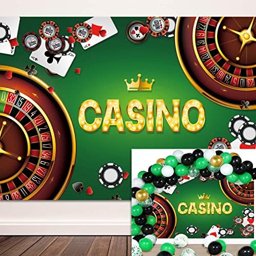 Roleta de cassino verde cenário de 7x5ft Las Vegas Royale Casino Fundamento Background Chip Poker Banquet Homens Mulheres festas