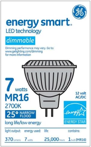 Iluminação GE 66131 Energy Smart LED de 7 watts 370 lúmen MR16 Spotlight Bulb com base GU5.3, 1 pacote
