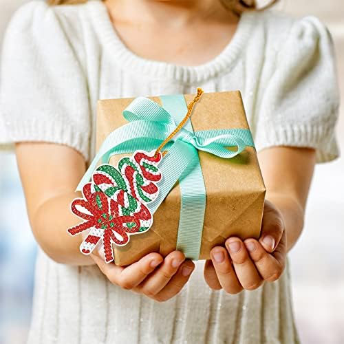 Pintura de diamante Tags de presente de Natal com cordas, etiquetas de presente, cartões de etiquetas de Natal, etiquetas