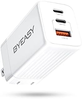BYEASY 65W GAN USB C CARRAGEM, 3-PT PD PPS Fast Charger, Adaptador de energia do carregador de parede USB C