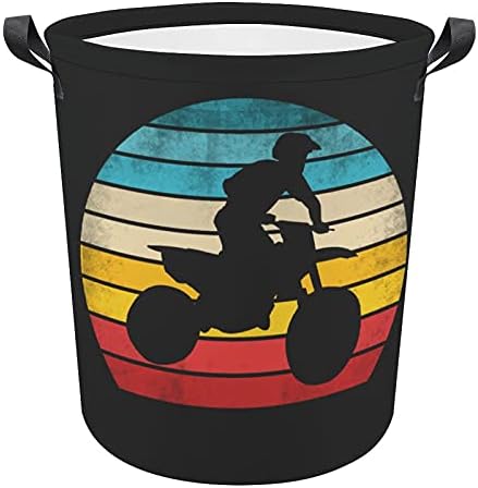 Retro Motorbike Dirtbike Roupa de cesta de cesta de cesto de cesta de roupas sujas lixo de armazenamento de armazenamento de água Organizador de brinquedo dobrável à prova d'água para cesto de brindes de roupas de quarto de escritório