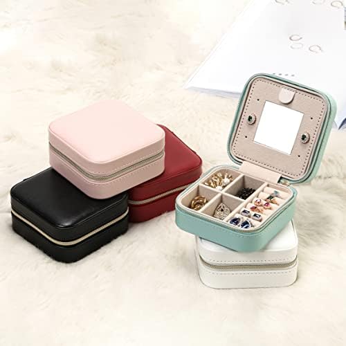Caixa de viagem de jóias de trodance com espelho, organizador de jóias de pequenas viagens, caixa de joalheria portátil Mini