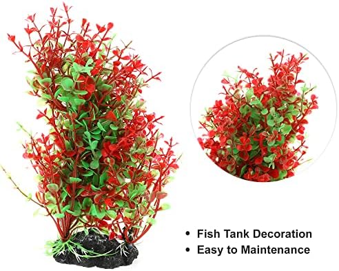 Vocoste 1 PCS Plantas de plástico aquário Árvore, simulação de aquário Plantas de plástico, plantas de paisagem de tanques de peixes decoração, vermelho, verde, 7,87