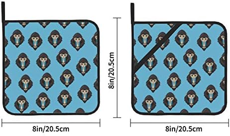 Gorilla Funny Forest Animals Loops Potholder Resistente a calor Pad 2 PCs Potões quadrados Pote de panela 8 × 8 polegadas