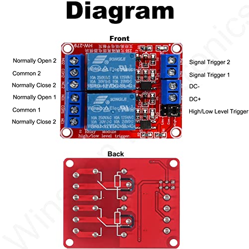 Módulo de relé de 5V com isolado Optocoupller de alto ou baixo nível Relé Trigger Relé 2 Channel 5V Relé o interruptor de relé do módulo de relé Raspberry Pi Arduino Relé DIY 5pcs