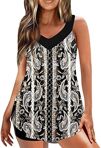 Tankini Bathing Suits for Women Blouson acolchoado Top de biquíni com biquíni com bermuda