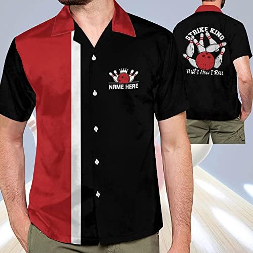 Camisa havaiana de boliche personalizada, nome personalizado de boliche ALOHA 3D Hawaii, camisa havaiana de boliche unissex