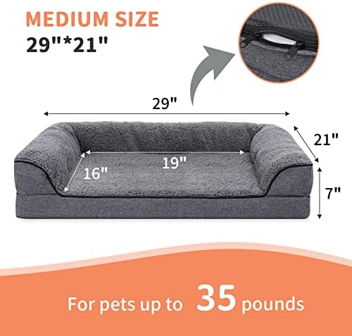 Cama de cachorro sivomens, camas de cachorro laváveis ​​para cachorros para cães grandes, cama de sofá de sofá ortopédica de 7 polegadas
