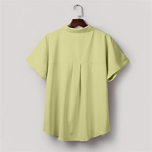 O outono Blouse Blouse Ladies 2023 Roupas Moda de manga curta botão para cima Up Modest Top camiseta para senhoras dx dx