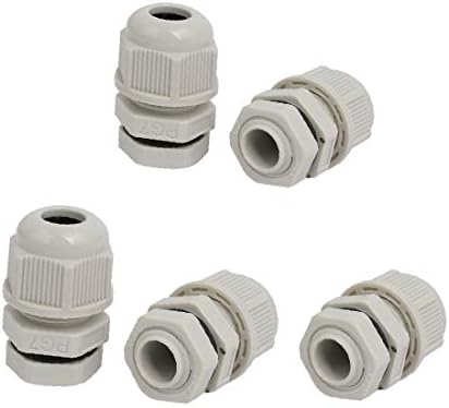 X-dree pg7 1,6mm-2,6mm nylon 3 orifícios Cabos ajustáveis ​​Conector de glândula cinza 5pcs (pg7 1,6 mm-2,6mm nylon rango 3 Agujeros