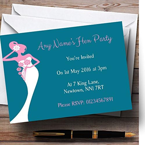 Convites de festa personalizados de noiva turquesa rosa