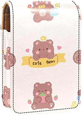 Caixa de batom de Oryuekan, bolsa de maquiagem portátil fofa, bolsa cosmética, organizador de maquiagem do suporte do batom, cartoon animal urso adorável bom tempo