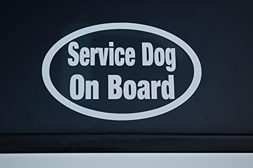 Cão de serviço gráfico de cinco estrelas a bordo de adesivo oval de vinil Escolha cor e tamanho !!