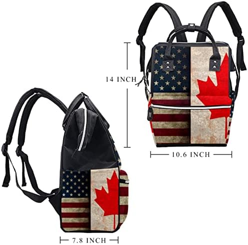 Mochila VBFOFBV Backpack, Nappy Churching Multifunction Travel Back Pack, Unissex e Stylish, America Canada Flag Vintage