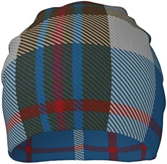Mizibao Unissex Beanie Hat Scottish Branco, vermelho e verde Tartan Tartan Warm Slouchy Knit Hatwear After para adulto
