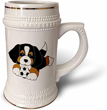 3drosrose engraçado Bernese Mountain Dog jogando cão de cachorrinho esportivo sccer - 22oz de caneca