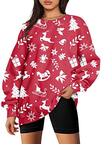 Jaqueta ativa feminino mulheres senhoras outono inverno de Natal impressão solta top gap com capuz para mulheres de lã ativas