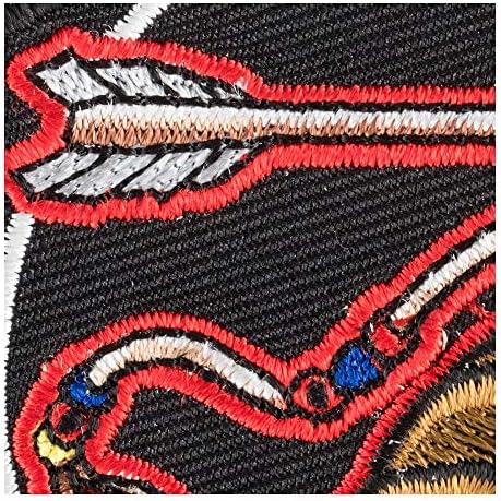 Patchstop Feathers Arrow Ferro vermelho em remendos para jeans de roupa - 3,25x3in pequeno costurar diy em manchas para sacos de jaquetas - patches decorativos indianos nativos americanos bordados