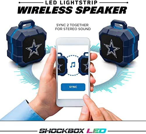 Soar NFL ShockBox LED sem fio Bluetooth Alto -falante - IPX4 resistente à água, 5.0 Bluetooth com mais de 5 horas de tempo