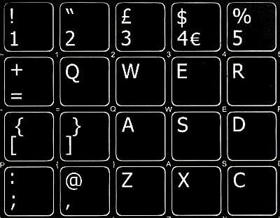 Adesivos de teclado não transparentes ingleses do Reino Unido