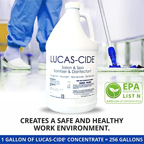 Lucas -Cide Salon e Spa desinfetantes Sinitizador de superfície multiuso, grau hospitalar, suprimentos de limpeza desinfetantes da EPA Solução de 1 galão - azul