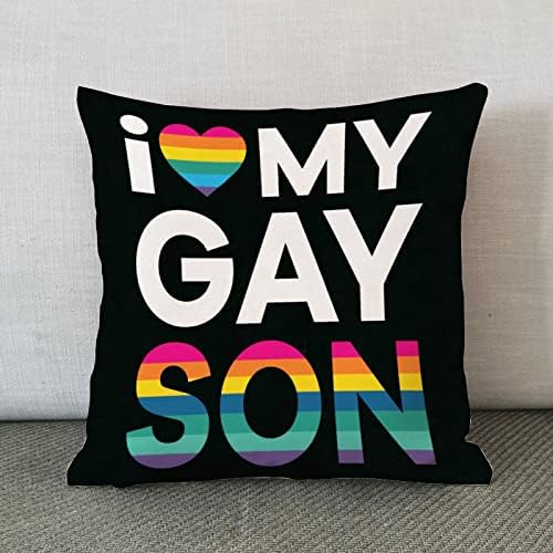 L amo meu filho gay arremesso de travesseiro de travesseiro de dia dos namorados Caixa de travesseiro arco -íris orgulho lésbica gay lésbica gay gay lgbtq capa de almofada square decortaive travesseiro decoração para sofá de sofá -de -sofá carros de escritório 20x20in