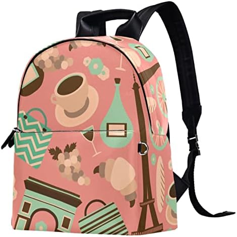 Mochila laptop VBFOFBV, mochila elegante de mochila de mochila casual bolsa de ombro para homens, Padrão de viagem de desenho animado Eiffel Tower