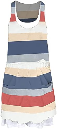 Vestido listrado de verão ruziyoog para mulheres falsas de duas peças mangas cami tank vestido solto solo casual a linha de