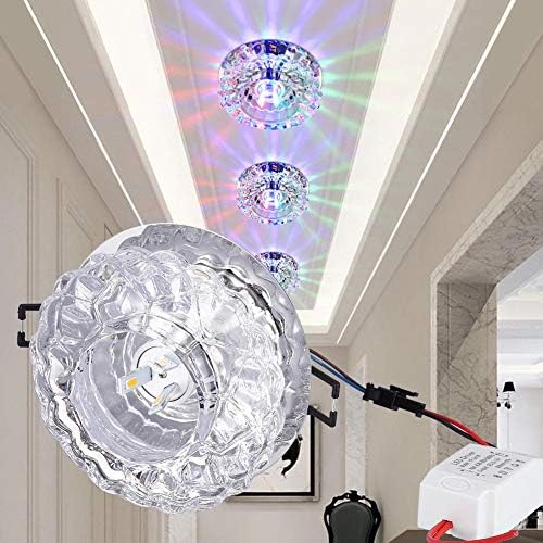 Ecoo Crystal Led Downlight, 3W Luz de teto embutido com abertura de 5 a 8 cm, foco decorativo LED para corredor criativo no corredor,