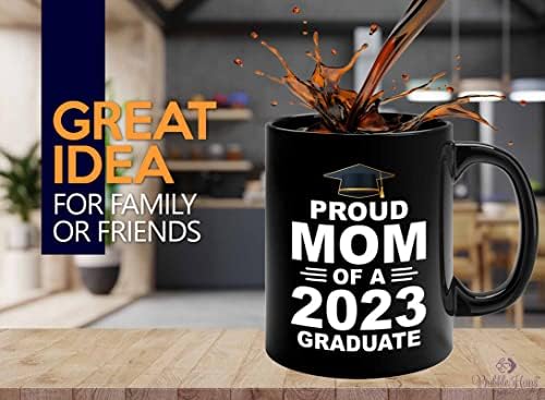 Flairy Land Graduation 2023 Coffee caneca 11oz preto - orgulhosa mãe de 2023 graduada - estudante do ensino médio da faculdade parabéns a turma sênior de 2023 mestrado em colegas de classe doutorado doutorado doutorado doutorado